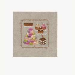 Le Bonheur des Dames Kreativset Le Bonheur des Dames Kreuzstich Set „Macarons“, Zählmuster, 12x12cm, (embroidery kit by Marussia)