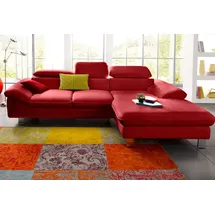 Cotta Ecksofa "Driver L-Form", rot, B:268cm H:73cm T:169cm, LEDER BEEFY (ein abgedecktes Spalt-Rindsleder) im Sitz und Rücken (Korpus in Kunstleder);Luxus-Kunstleder;Kunstleder SOFTLUX;NaturLEDER (echtes Rindsleder), Rückseite mit schwarzem Spannstoff bezogen,