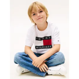 Tommy Hilfiger T-Shirt TOMMY HILFIGER, Jungen, Gr. 92, weiß, Single Jersey, Obermaterial: 100% Baumwolle, unifarben, regular fit normal, Rundhals, eingesetzt abgesteppte Kante, Shirts T-Shirt, Regular fit, für Kinder bis 16 Jahre, Print