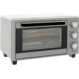 HOMCOM Minibackofen 21L mit 1 Drahtgestell 1 Backblech 3 Kochmodi Glas Silber