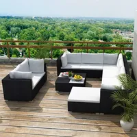 Festnight Lounge Set Gartenmöbel Set gartensofa Rattan Loungemöbel Sofa Poly Rattan gartenlounge balkonmöbel Balkon Lounge Rattan gartenmöbel Outdoor Sofa Lounge Set Outdoor gartengarnitur 10-TLG
