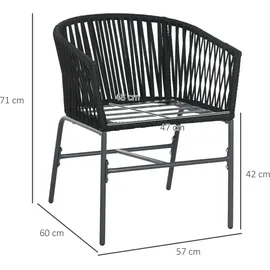 Outsunny 2er-Set Gartenstühle 57 x 60 x 71 cm schwarz mit Kissen