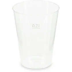 125x Mehrwegbecher Pfandbecher transparent stabil+ PP 0,2L Eichstrich Ø 76mm