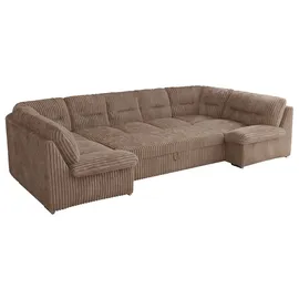 MKS Meble Sofa XXL U-Form Beige, Wohnlandschaft U Form mit Schlaffunktion, Sofa mit Schlaffunktion, Schlafsofa, Wohnzimmer Couch mit schlaffunktion - Morbido... - Braun