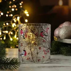 Teelichthalter GIMPEL - Windlicht - Bruchglasoptik - Glas - H: 13cm - D: 11,5cm