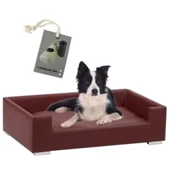 Rohrschneider Hundesofa mit Gratis-Beigabe, Hundecouch Kunstleder bordeaux