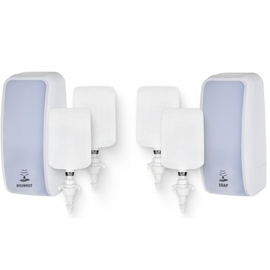 Blanc HYGIENIC KOMPLETT-Set HANDHYGIENE Sensor: Desinfektionsspender Sensor + 2 Kartuschen & Schaumseifenspender Sensor + 2 Kartuschen Farbe Weiß