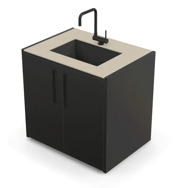 Brabura CT 90 Waschbeckenmodul - Pietra Di Osso / Anthrazit / Matt schwarzer Griff