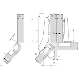 Blum CLIP top BLUMOTION Winkelscharnier +45° I,