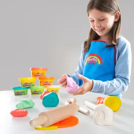 roba Knete Play-Doh Kompaktes Spielset mit FSC-Holzwerkzeugen 6 Knetdosen & Schürze