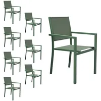 Happy Garden 8er Set Stühle aus Aluminium und Textilene Salbeigrün