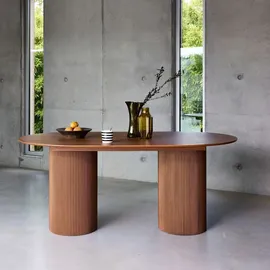 sweeek Ovaler Esstisch 100 x 76 x 100 cm schwarz