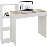 ML-Design Schreibtisch Regal, Bürotisch Computertisch PC Tisch, Weiß mit Tischplatte in Sonoma-Eiche, 3 Einlegeböden, 110x72x40 cm, Holz, 2-in-1 System, für Arbeit... - Naturbelassen