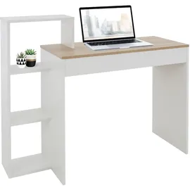 ML-Design Schreibtisch Regal, Bürotisch Computertisch PC Tisch, Weiß mit Tischplatte in Sonoma-Eiche, 3 Einlegeböden, 110x72x40 cm, Holz, 2-in-1 System, für Arbeit... - Naturbelassen