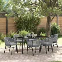vidaXL Garten Essgruppe 7 pcs Anthrazit Pulverbeschichteter Stahl - Grau