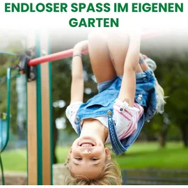 Gartenpirat Turnreck aus Rundholz mit Reckstange rot Kletterstange Turnstange für draußen Größe: Doppelreck DRR - Rot