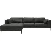 TRENDMANUFAKTUR Ecksofa »Luzi, wahlweise mit Schlaffunktion und Bettkasten bestellbar, L-Form«, Designsofa mit tollem Sitzkomfort, Metallfüße schwarz, Breite 280 cm grau