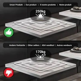 GGM Möbel BPA | Bistro Tisch | Quadratisch | Edelstahl Rand | 60 x 60 x 78,5 cm | Weiß Marmor / Schwarz