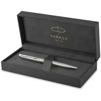 Parker Sonnet Kugelschreiber | Edelstahl mit Palladiumzierteilen | Mittlere Spitze | schwarze Tinte | Geschenkbox