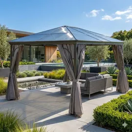 Jet-Line Gartenpavillon 3 x 4,2 m Anthrazit-Braun