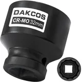 DAKCOS SW 32mm Vielzahn Nuss Schlagschrauber Nuss Kraft Stecknuss | 12 Kant | 12,5 mm (1/2") | CR-MO