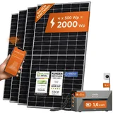 Solarway Solarway® All In One Balkonkraftwerk mit Speicher 2000W komplett Steckdose - 1,6 kWh Anker Solix 2 PRO Speicher - Solaranlage Komplettset - 500W S...