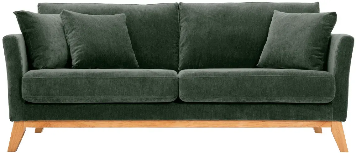 Skandinavisches Sofa 3-Sitzer Bezug abnehmbar SamtEffekt Khaki OSLO