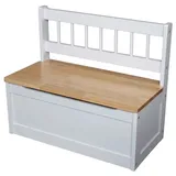 Spetebo Sitztruhe Kinder Holz Truhenbank weiß / natur - 60 x 50 cm, Holzbank mit 30 L Stauraum weiß