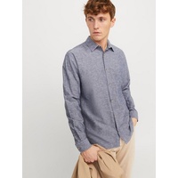 JACK & JONES Langarmhemd »JJESUMMER LINEN BLEND SHIRT LS SN«, Gr. S - N-Gr, faded denim, , 34828056-S N-Gr