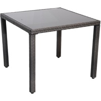 Ploß Bradford Dining-Tisch, grau-braun-meliert, Aluminium/Polyrattan, 90x90 cm, Pulverbeschichtet, Witterungsbeständig