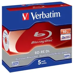 1x5 Verbatim BD-RE Blu-Ray 50GB 2x Speed, White Blue Surface JC