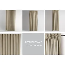 AmeliaHome Restilo Set Vorhang H 245 x B 140 cm mit Raffhalter 54 x 10 cm Velvet Optik Beige 1 St. Kräuselband Wellenband Samt Halbverdunkelungsvorhang Fensterdekoration Dekoschal Dekorvorhang