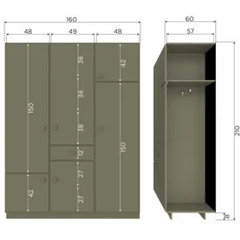 Woood Kleiderschrank Alfie 160 x 210 x 60 cm Grün