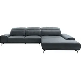 Musterring Wohnlandschaft MUSTERRING "MR 2490 Ecksofa mit erstklassigem Sitzkomfort, Long-Life-Leder", blau (blau, s), B:342cm T:207cm, Sofas, Wohnlandschaft, Fuß Schwarz, Sitzhöhe 46cm, wahlweise mit Funktionen, Maße 342x207 cm