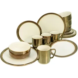 CreaTable Modern Industrial Kombiservice 16-tlg. für 4 Personen weiß/gold