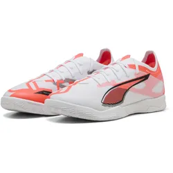 Fußballschuh PUMA "ULTRA 5 MATCH IT Futsalschuhe Erwachsene", Gr. 46, weiß schwarz glowing rot, Obermaterial: Synthetik, Textil; Futter: Synthetik, Textil; Innensohle: Textil; Laufsohle: Synthetik, Schuhe