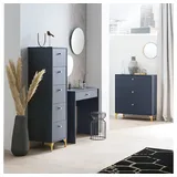 Lomadox Schlafzimmer-Set ALBENGA-80, (Spar-Set, 4-tlg), in blau mit goldenen Griffen und Füßen blau