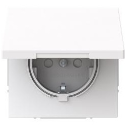 Steckdosen-Einsatz SCHUKO® Safety+ mit Klappdeckel, Busch-art linear (studioweiß)