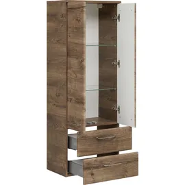 Saphir Quickset Badschrank 50 x 136,1 x 33 cm Braun