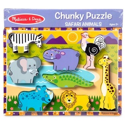 Melissa & Doug Steckpuzzle Safaripuzzle mit extra großen Teilen, 8 Puzzleteile