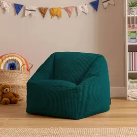 I.C.O.N. Icon Sitzsack Kinder, Blaugrün, Flauschiger Cord Stoff, Sitzsack Cord mit Füllung, Bequemer Kinder Sessel, Kuschelsessel, Lese Sessel, Schlafzimmer, Kinderzimmer, Spielzimmer