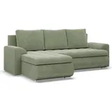 mebligo Links Ecksofa mit Schlaffunktion FORESTA, Sofa mit bettkasten Cord - Grün - Grün