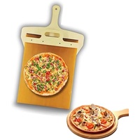 Qklovni Schiebe-Pizzaschieber, der Pizzaschieber, der Pizza perfekt überträgt, antihaftbeschichteter Schiebe-Pizzaschieber mit Griff, Pizzawender-Paddel für Öfen, Pizzawender Paddel