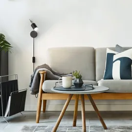 ledscom.de Leselampe WAIKA mit Schwanenhals, Stecker, Schalter schwarz matt, inkl. GU10 LED Lampe 450lm LED GU10 Lampe, warm-weiß