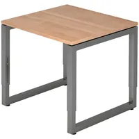 Bümö Schreibtisch Nussbaum, Graphit, Nachbildung,Nussbaum, Quadratisch, 80x74x80 cm, FSC