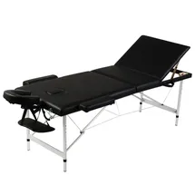 vidaXL Massagetisch Mit Aluminiumrahmen, Faltbar 3 Zonen Schwarz