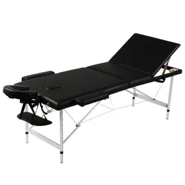 vidaXL Massagetisch Mit Aluminiumrahmen, Faltbar 3 Zonen Schwarz