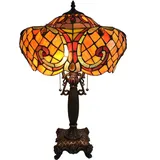 Bieye Barock-Tischlampe im Tiffany-Stil aus Buntglas mit 16 Zoll breitem Lampenschirm, 24 Zoll hoch (Orange)