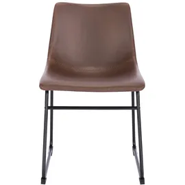 Svita HARRY 2er Set Esszimmerstühle Metallbeine Kufengestell Kunstleder Braun