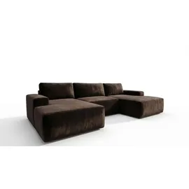 A&J MöbelLand Eckcouch Polyester mit Schlaffunktion 2-Sitzer Braun